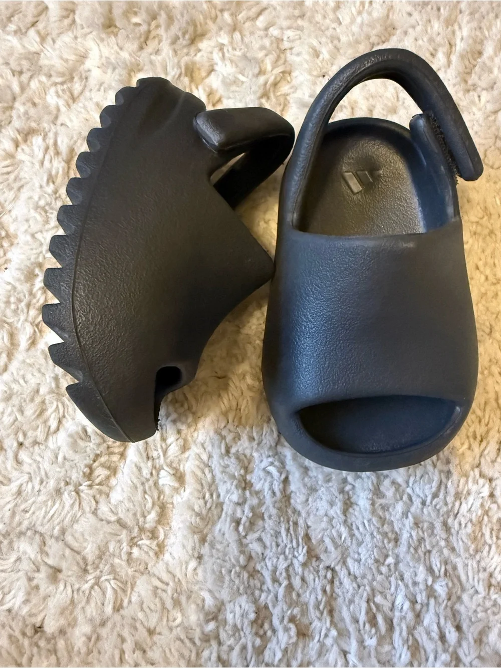 Yeezy Kids Black Open-Toe Slide Sandals with Back Strap